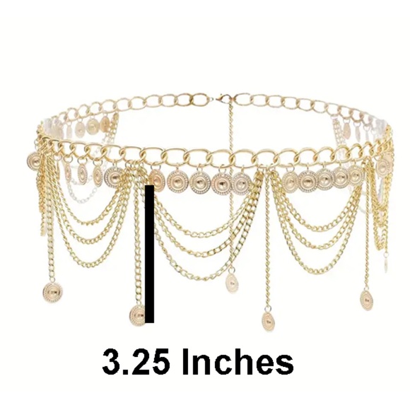Gold Color Metal Chain Tassel Belt Fits up to 40 inches with the extender - Picture 8 of 8